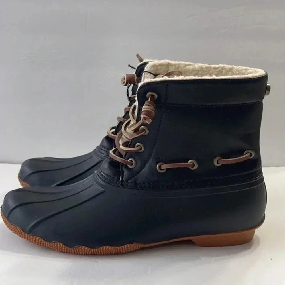 Seven7 Women's Waterproof Duck Rain Boots‎ Women’s Black Size 8